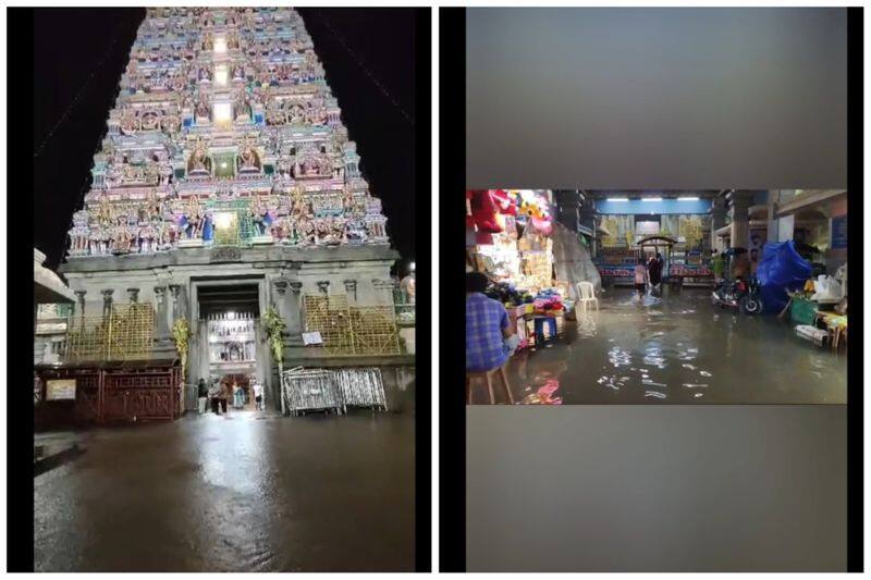 Floods surround the Samayapuram Mariamman temple... Devotees suffer tvk