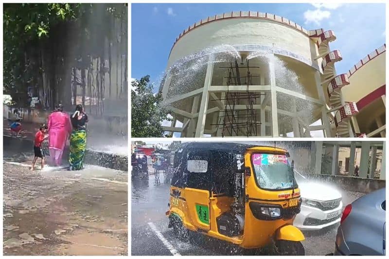 In Madurai, people enjoy bathing in the water that came out of the water tank vel