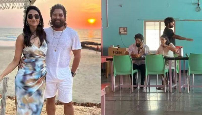 Stylish Star Allu Arjun and wife Sneha enjoy lunch at local dhaba in Viral Pic san