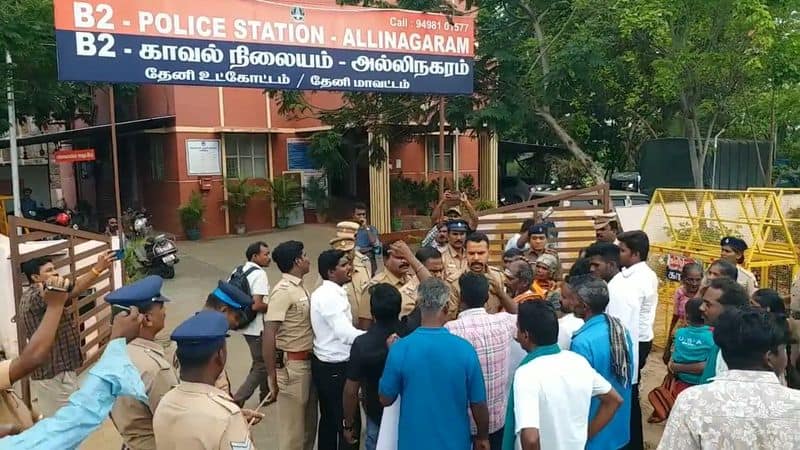 people protest against the police for file fake allegations to youngsters in theni vel