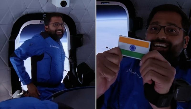 Gopichand Thotakura takes space tour on Jeff Bezos' Blue Origin flight, shows off Indian flag (WATCH) gcw