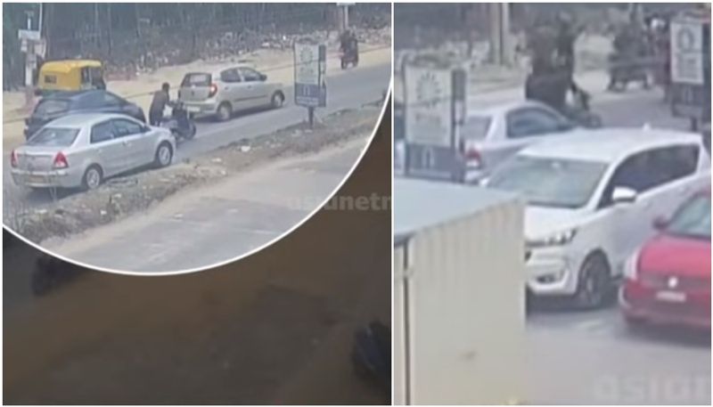 fight on bengaluru road as scooter driver started issues about giving side to car passengers