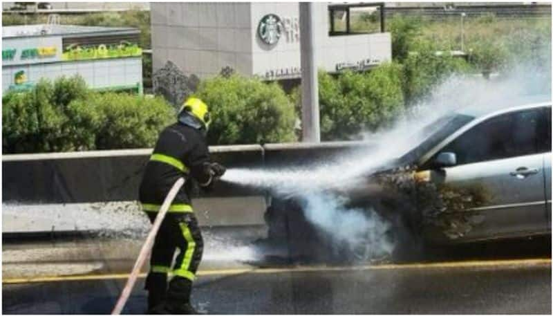 vehicle catches fire in oman