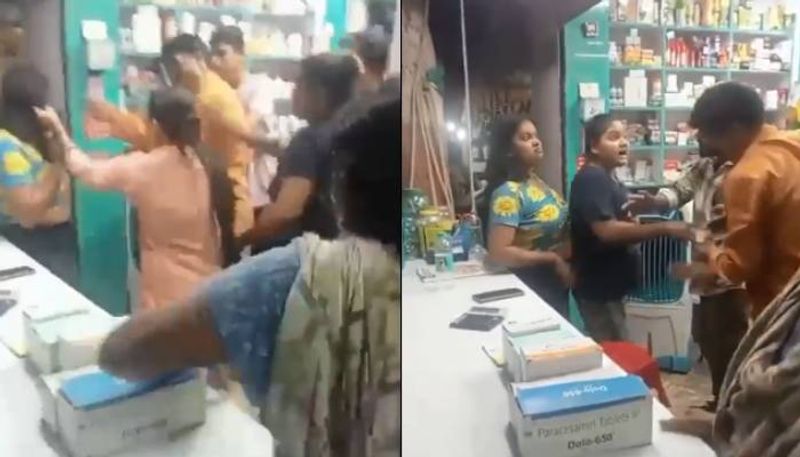 women fighting in medical store over 100 rs video 