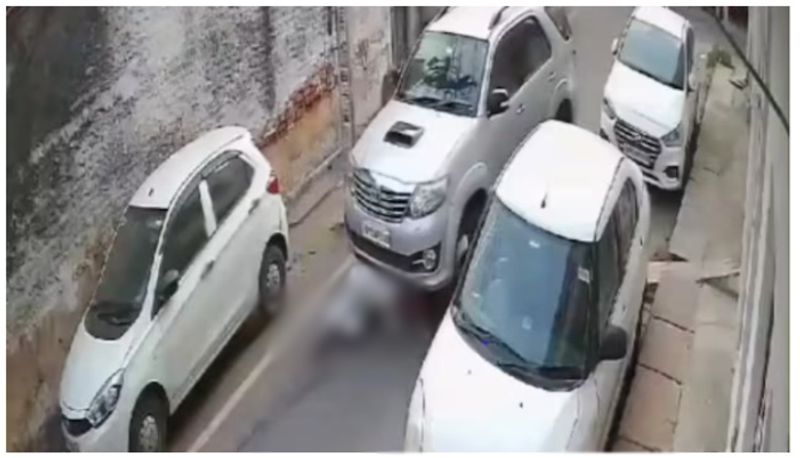 horrific accident of an old aged man run over by reversing SUV and hit him again and dragged 