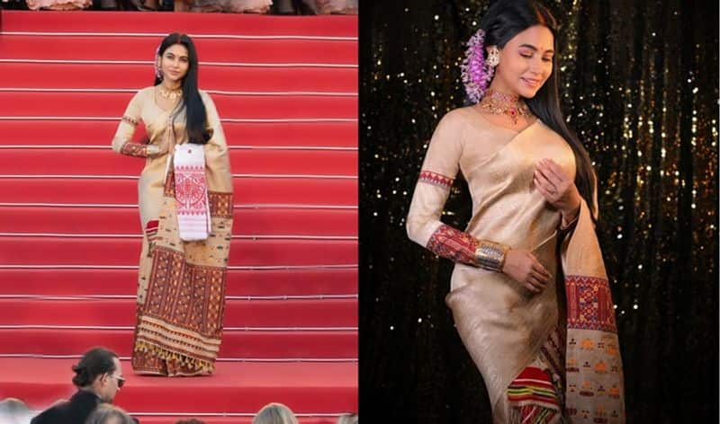 Cannes film festival Actress Aimee Baruah represent Assam 200 year old culture with saree ckm