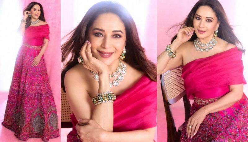 Madhuri dixit in pink lehenga photos viral 