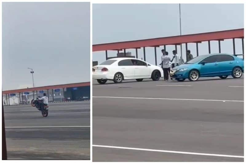 used the roads for bike and car race at erode new bus stand video goes viral vel