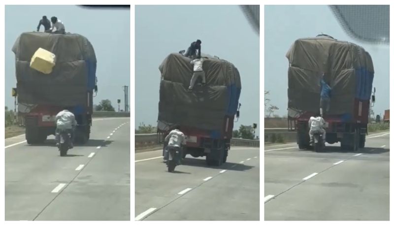 Video of people stealing goods from a moving truck on Agra Mumbai highway goes viral