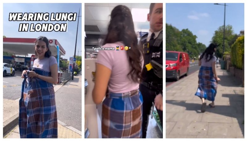 video of a woman wearing a lungi on the streets of London has gone viral