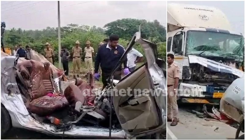 car collides with truck in karnataka 6 dies in spot