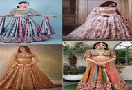 golden banarasi multi color bridal lehenga design latest photos for girls kxa 