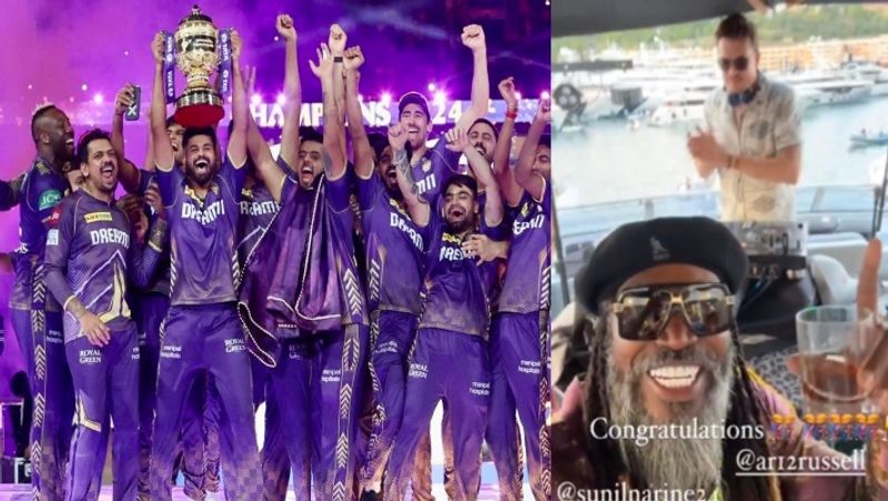 Chris Gayle Celebrating Kolkata Knight Riders IPL 2024 Champions rsk