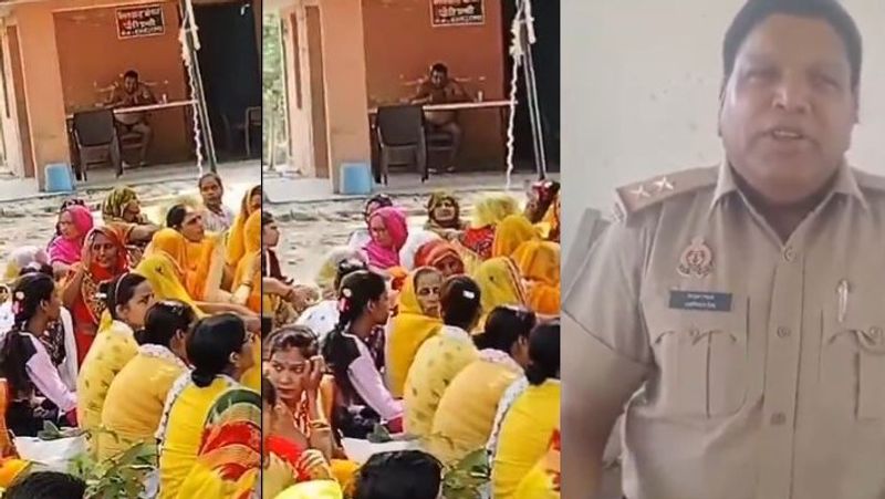 Uttar Pradesh Sub inspector sitting in underwear in front of women who were doing bhajan video viral akb