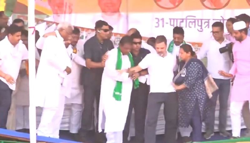 Bihar Stage caves in as Rahul Gandhi  Tejashwi arrive to address INDIA bloc rally in Paliganj  AKP