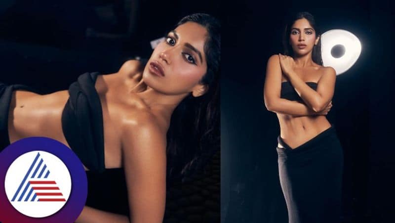 Hot Beauty Bhumi Pednekar Bold Pictures In Black Tube Bralette And Long Thigh Slit Bodycon Went Viral gvd