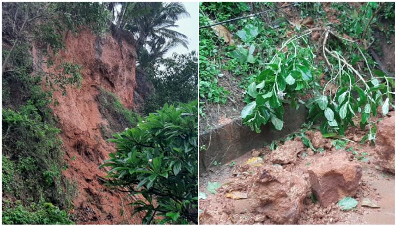 heavy rain portion of the varkala papanasam cliff collapsed