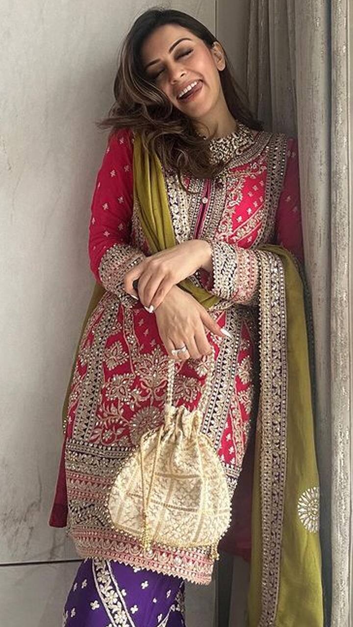 Ethnic Salwar suit ideas Inspired by Hansika Motwani for after wedding look sgb