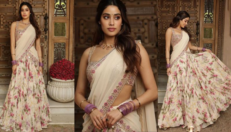 Janhvi Kapoor in  Floral Lehenga photos viral 