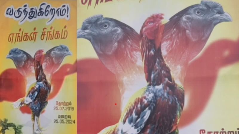 Engal Singam! Banner of tearful tribute to rooster in Tirunelveli sgb