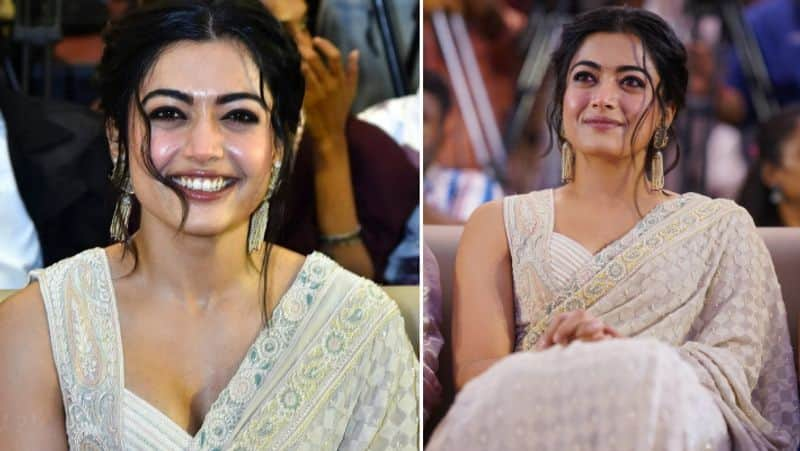 Rashmika Mandanna looks like Ravishing angel in white saree gan