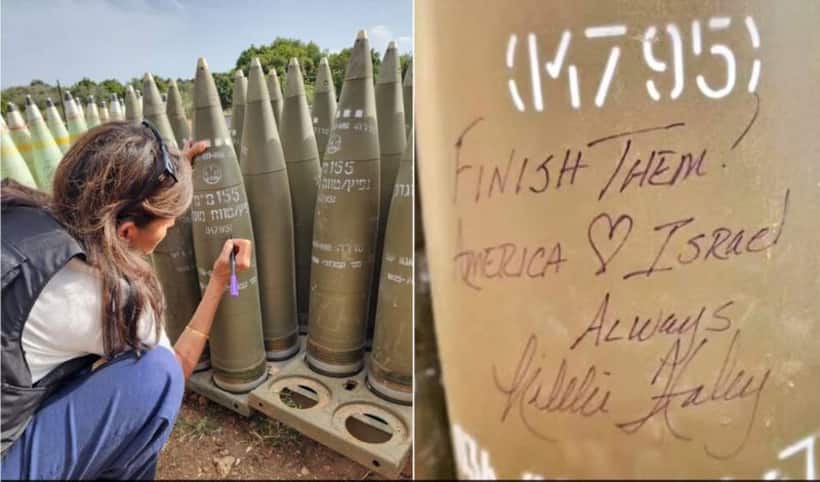 Nikki Haley writes 'Finish Them' on Israeli artillery shells during visit near Lebanon border; see pictures