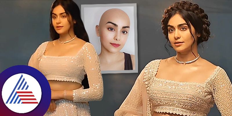 Adha Sharma sharing bold head with caption Which baal is your fav Tied hair loose hair no hair suc