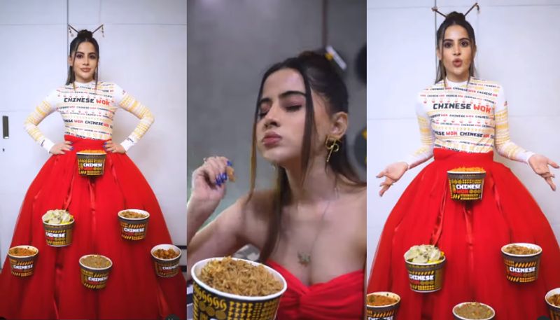 urfi javed hot and spicy  noodles outfit viral 