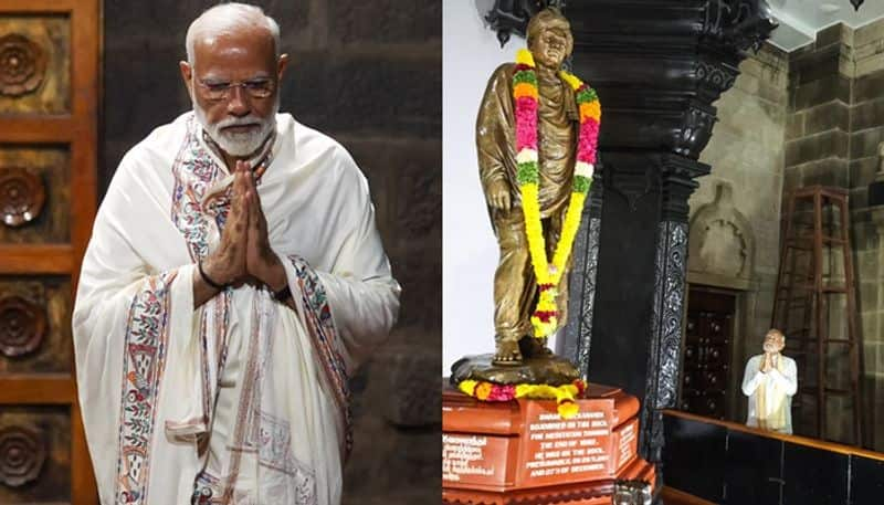 PM Narendra Modi kanyakumari Meditation rock memorial Visit bhagwati amman Temple san