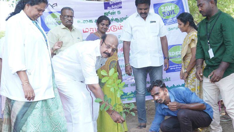 isha kaveri kookural program tree planting for by mentally challenged people tvk