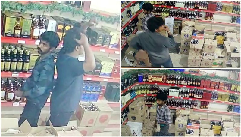 11 bottles cost 3000 each two young men arrested for theft at Beverages Self Service Outlet in Kozhikode