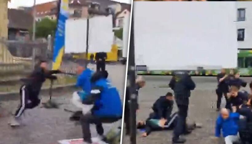 Caught on camera: Knife wielding assailant injures several in Germany's Mannheim, attacker nabbed (WATCH)
