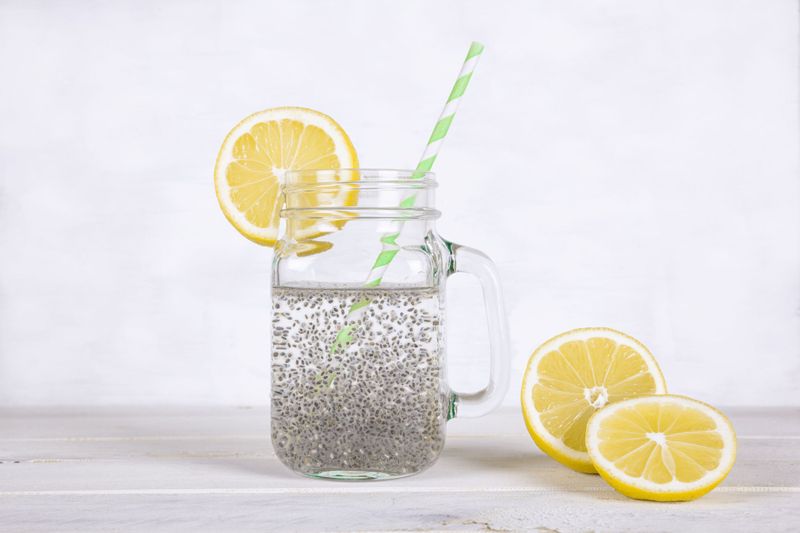 drink lemon water with soaked chia seeds