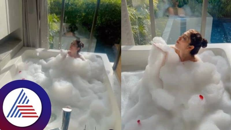 Kannada actress Pranitha Subhas enjoys bubble bath tub gives video credit to husband vcs