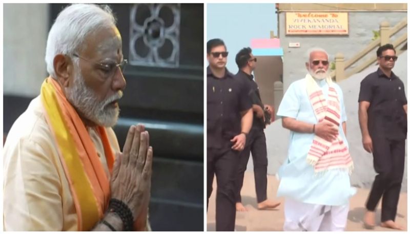 Prime Minister Modi touched the feet of the Thiruvalluvar statue and bowed at kanyakumari. Viral video-rag