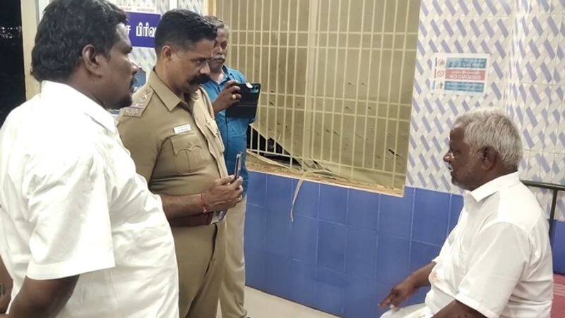 DMK Cadre admitted in hospital who alleges minister periya karuppan supporters attacked police probe smp