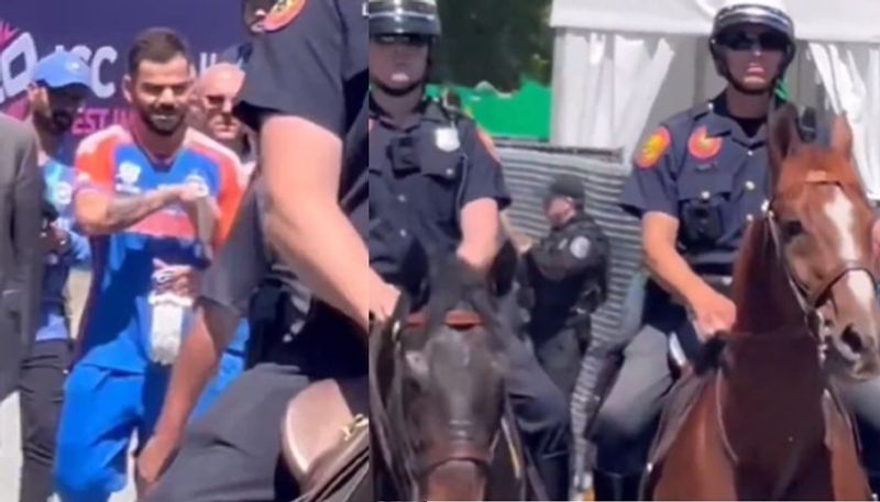 T20 World Cup 2024: Video of robust security, incuding cops on horses, for Virat Kohli in USA surfaces (WATCH) vkp