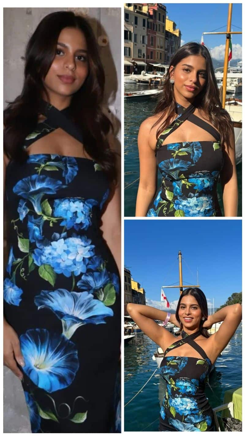 bollywood actress  Suhana Kha repeats her expensive midi dress at anant ambani pre wedding cruise function xbw