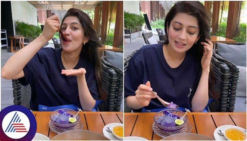 Actress Pranitha Subhash ate Aloe Vera cubes for skin beauty in Thailand tour sat