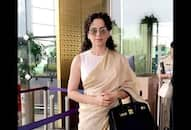 Loksabha Election Kangana Ranaut cotton and linen saree look  zkamn