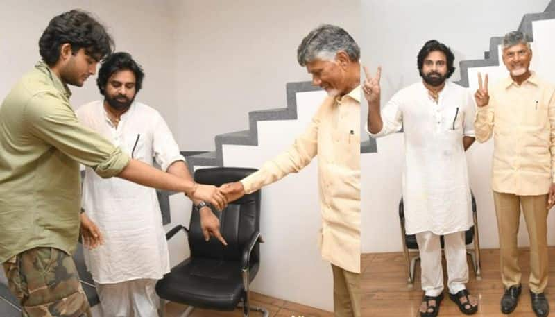 chandrababu naidu Meets Pawan Kalyan in Janasena Office JMS