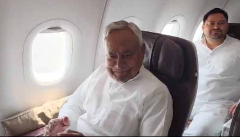 Nitish Kumar and Tejashwi Yadav On Same Flight To Delhi Suspense On The Air  