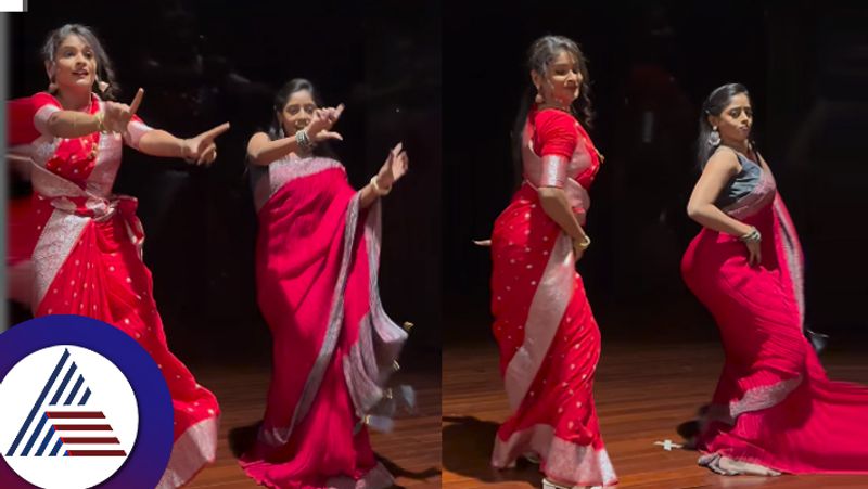 Poorni and Deepika daughters in laws of Shreerastu Shubhamastu danced in a red saree suc