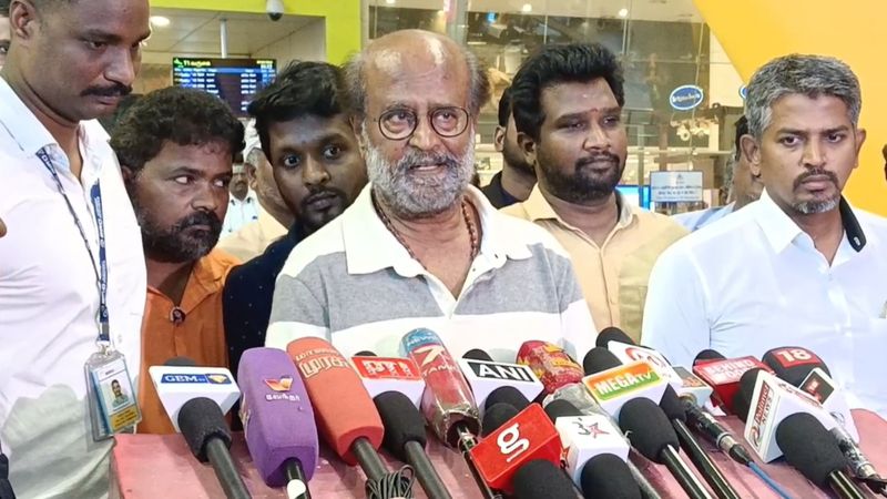 actor rajinikanth wishes to cm mk stalin for lok sabha election victory in chennai airport vel