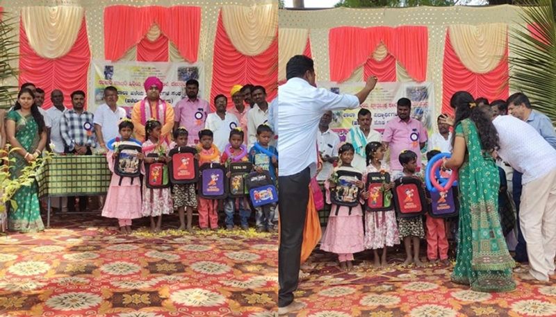 Raichur Government school tries survive 500 Rs Deposit school bag gift san