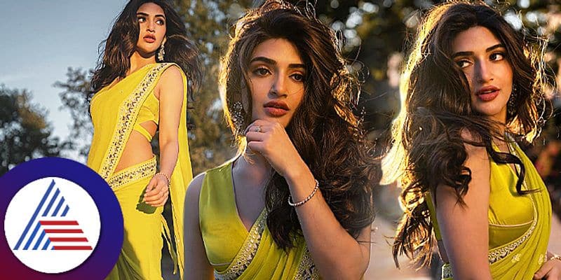 Actress Sreeleela look stunning in Yellow saree, Fans call her Fire Ball Vin