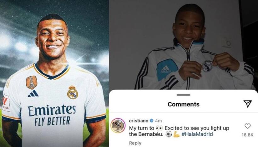 Cristiano Ronaldo's comment on Kylian Mbappe's post breaks Instagram record; 42 million likes and counting