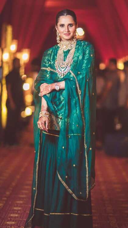 Fancy Golden Gotta Sharara Set