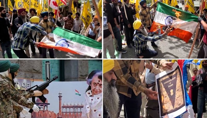 Pro Khalistan Canadians glorify Indira Gandhi assassination; wield sword, burn Indian flag in Vancouver snt