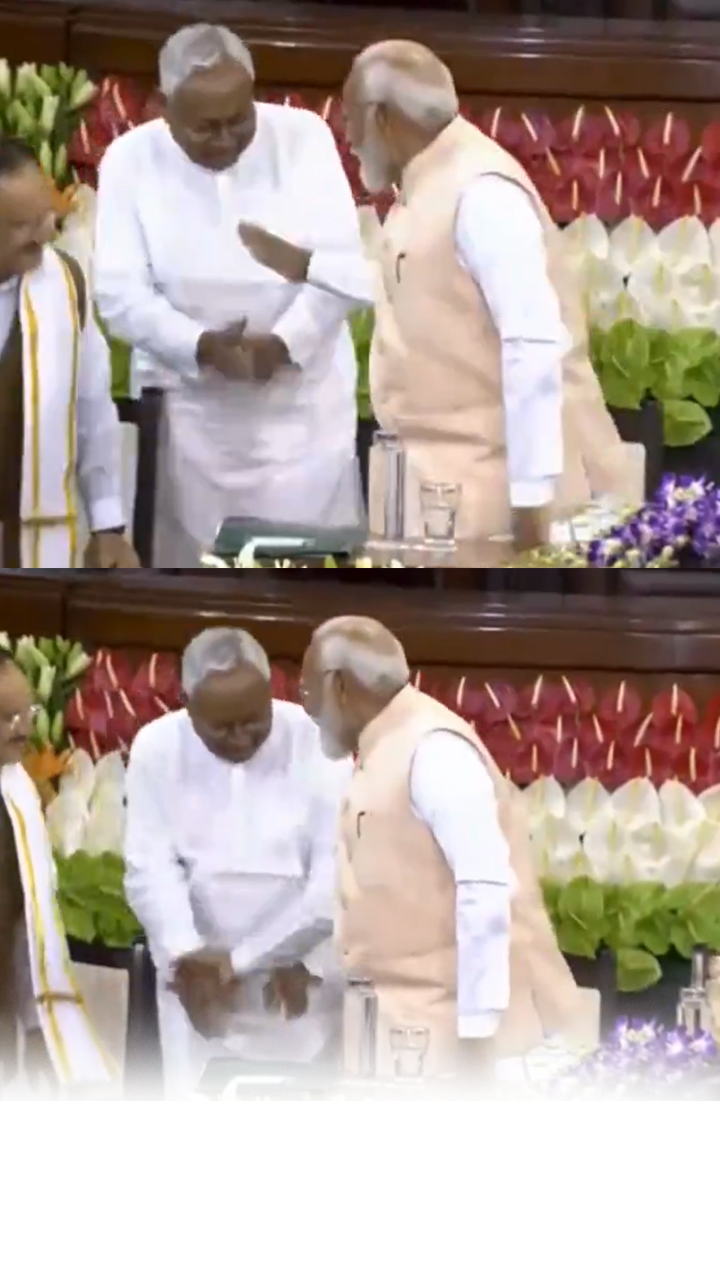 Nitish Kumar touch modi feet Nitish Kumar touch modi feet